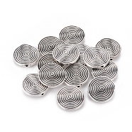 Tibetan Style Alloy Beads, Lead Free & Cadmium Free, Flat Round, Antique Silver, 18x3.2mm, Hole: 1.5mm(LF10526Y)