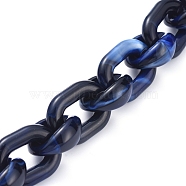Transparent Acrylic Handmade Cable Chain, Oval, Dark Blue, 20x18x8mm, about 39.37 inch(1m)/strand(AJEW-JB00546-04)