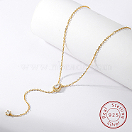 925 Sterling Silver Lariat Necklace, Clear Cubic Zirconia Teardrop Pendant Necklace, Golden, 15.35 inch(39cm)(PK2144-1)