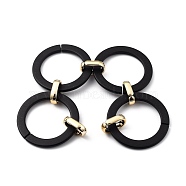 Handmade Spray Painted CCB Plastic Chains, Black, Oval Rings: 19x12x4.5mm, Round Rings: 44.5x3mm, about 39.37 inch(1m)/strand(AJEW-JB00741)