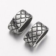 304 Stainless Steel Slide Charms, Oval, Antique Silver, 12.5x7x6.5mm, Hole: 6.5x9mm(STAS-E133-064AS)