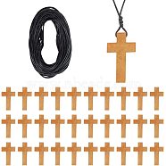 Necklace Making, Wooden Pendants and Waxed Polyester Cords, Chocolate, 42x24.5x4mm, Hole: 2mm, 50pcs/set, 1mm, about 10m/roll, 1roll/set(DIY-NB0002-17)