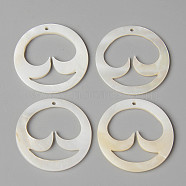 Natural Freshwater Shell Pendants, Ring, Creamy White, 30x2mm, Hole: 1.5mm(SHEL-N026-80)