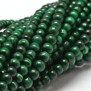 Natural Malachite Bead Strands, Round, 4mm, Hole: 1mm, about 102pcs/strand, 15.7 inches(G-O143-10-4mm)