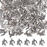 100Pcs Crocodile Tibetan Style Alloy Pendants, Antique Silver, 14x17x3mm, Hole: 1.5mm(FIND-DC0004-02)