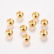 Brass European Beads, Large Hole Rondelle Beads, Golden, 7x4mm, Hole: 4.5mm(OPDL-M001-01G)