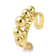 Rack Plating Brass Round Ball Open Cuff Rings, Cadmium Free & Lead Free, Real 18K Gold Plated, Inner Diameter: 18mm(RJEW-K249-08G)