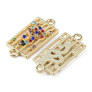 Alloy Rhinestone Connector Charms, Rectangle with Snake, Light Gold, Colorful, 26x11x2~2.5mm, Hole: 1.8mm(FIND-TAC0014-53B)