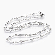 304 Stainless Steel Link Chains Necklaces, with Lobster Claw Clasps, Cross, Stainless Steel Color, 17.4 inch(44.3cm)(NJEW-F242-07P)
