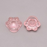 Transparent Resin Cabochons, with Glitter Powder, Cat Claw, Pink, 16.5x16.5x8mm(RESI-CJC0013-03E)