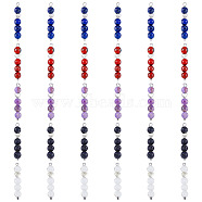 6 Set 5 Styles Natural Mixed Gemstone Pendants, Natural Lapis Lazuli & Red Jasper & Lava Rock & Amethyst & Howlite, with Silver Tone Alloy Heart Findings, Round Charm, 33~35x6~7mm, Hole: 1.8~2mm, 1pc/style, 5pcs/set(FIND-FH0005-66)