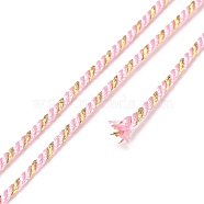 Polycotton Filigree Cord, Braided Rope, with Plastic Reel, for Wall Hanging, Crafts, Gift Wrapping, Pink, 1.2mm, about 27.34 Yards(25m)/Roll(OCOR-E027-02B-22)