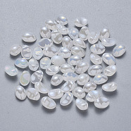 Spray Painted Imitation Jade Glass Charms, AB Color Plated, Oval, White, 8.5x6x4.5mm, Hole: 1mm(GLAA-R211-05-G02)
