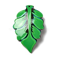 Opaque Acrylic Pendants, Leaf Charm, Green, 56x35x2.5mm, Hole: 1.8mm(SACR-L006-003A)