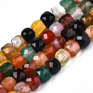 Natural Agate Beads Strands, Faceted, Dyed, Faceted, Cube, Colorful, 5x5.5x5.5mm, Hole: 1mm, about 61~62pcs/strand, 12.20 inch~12.40 inch(31~31.5cm)(G-S359-375C)