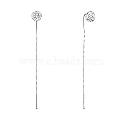 SHEGRACE Wonderful 925 Sterling Silver Thread Earrings, Rose Flower, Platinum, 70mm(JE600B)