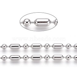 304 Stainless Steel Ball Chains, Stainless Steel Color, Column: 8x4mm, Ball: 4mm(CHS-L024-025B)