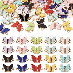 Pandahall 40Pcs 10 Colors Opaque Acrylic Connector Charms, Butterfly Links, with Light Gold Plated Alloy Crystal Rhinestone Findings, Mixed Color, 11x19x3.5mm, Hole: 1.6mm, 4pcs/color(OACR-TA0001-25)