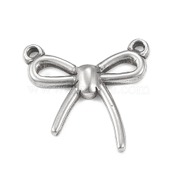304 Stainless Steel Pendants, Hollow, Bowknot Charm, Stainless Steel Color, 18.5x18x2.5mm, Hole: 1mm(STAS-F287-42P)