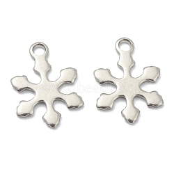 304 Stainless Steel Charms, Laser Cut, Snowflake, for Christams, Stainless Steel Color, 12x9x0.5mm, Hole: 1.4mm(X-STAS-H157-06P)