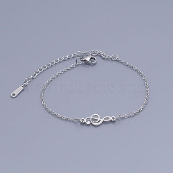 201 Stainless Steel Link Bracelets, with Lobster Claw Clasps, Treble Clef, Stainless Steel Color, 6-3/4 inch(17~17.1cm)(BJEW-T011-JN502-1)