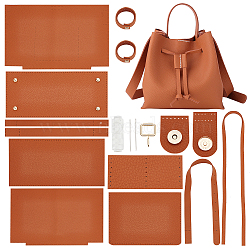 DIY Imitation Leather Handbag Making Kit, Including Bag Straps, Needle, Thread, Alloy Clasps, Saddle Brown, 362x232x1.5mm, Hole: 1.2mm(DIY-WH0401-70B)