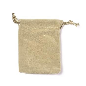Rectangle Velours Jewelry Bags, Sandy Brown, 9.4x7.6cm