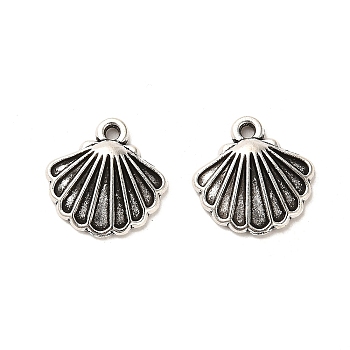 Tibetan Style Alloy Charms, Cadmium Free & Lead Free, Shell, Antique Silver, 13x13x2mm, Hole: 1.2mm, about 1333pcs/1000g