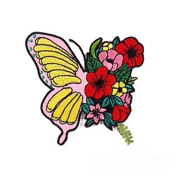 Appliques, Embroidery Iron on Cloth Patches, Sewing Craft Decoration, Butterfly, 73x70mm
