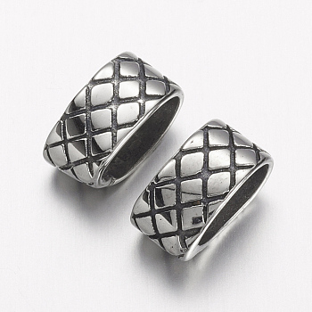 304 Stainless Steel Slide Charms, Oval, Antique Silver, 12.5x7x6.5mm, Hole: 6.5x9mm