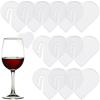 Acrylic Mirror Wine Glass Charms, Goblet Marker, Clear, Heart, 45x50x1.5mm, 20pcs/box