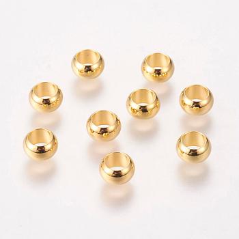 Brass European Beads, Large Hole Rondelle Beads, Golden, 7x4mm, Hole: 4.5mm