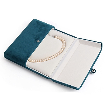 Square Velet Jewelry Boxes, Snap Box, for Necklaces, Teal, 19x19x4.5cm