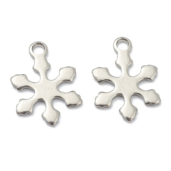 304 Stainless Steel Charms, Laser Cut, Snowflake, for Christams, Stainless Steel Color, 12x9x0.5mm, Hole: 1.4mm