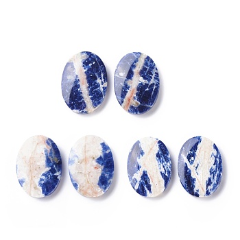 Natural Sodalite Cabochons, Oval with Pattern, 25x18x4mm, about 2pcs/pair