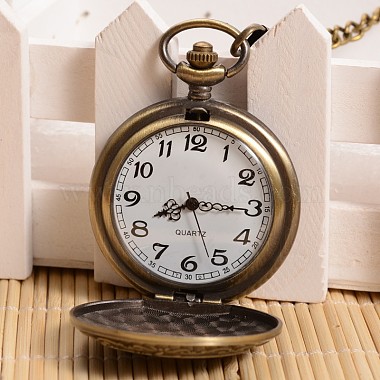 Openable Flat Round with Dragon Alloy Glass Pendant Pocket Watch(WACH-L024-10)-2