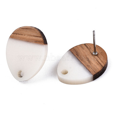 Resin & Walnut Wood Stud Earring Findings(MAK-N032-006A-H01)-4