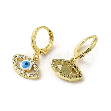 Horse Eye Real 18K Gold Plated Brass Dangle Leverback Earrings(EJEW-Q797-23G-05)-2