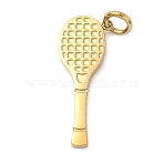 Sport Theme 304 Stainless Steel Pendants, Badminton Racket Charm, Golden, 22.5x9x1.5mm, Hole: 3mm(STAS-H254-02D-G)