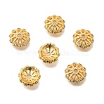 Brass Micro Pave Clear Cubic Zirconia Bead Caps, Flower, Cadmium Free & Lead Free, Rack Plating, Long-Lasting Plated, Real 24K Gold Plated, 10.5x3.2mm, Hole: 1.8mm(KK-G600-02G)