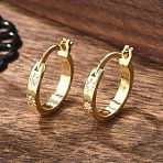 Brass Micro Pave Clear Cubic Zirconia Hoop Earrings, Ring with Star, Real 18K Gold Plated, 18x16x3mm, Pin: 1x0.8mm(EJEW-H125-18G)