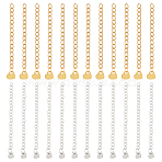 40Pcs 2 Style 304 Stainless Steel Curb Chain Extender, End Chains with Heart Chain Tab, Golden & Stainless Steel Color, 60mm, 20Pcs/style(FIND-UN0002-19)