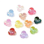 UV Plating Opaque Acrylic Bead Cap, Iridescent, 3-Petal Flower, Mixed Color, 10x3mm, Hole: 1.5mm(OACR-K001-44)