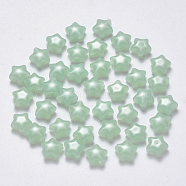 Imitation Jade Glass Beads, Star, Light Green, 8x8.5x4mm, Hole: 1mm(GLAA-R211-04-B02)