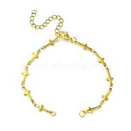 304 Stainless Steel Cross Link Chains Bracelet Making, with Lobster Claw Clasp & Chain Extender, Fit For Connector Charms, Golden, 6-3/4 inch(17.3cm)(AJEW-TA00006)