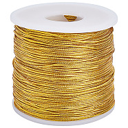 1 Roll Round Polyester Elastic Cord, for Jewelry, Gift Packaging, Gold, 1mm, 110m/Roll(EW-GF0001-03B)