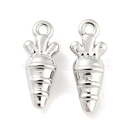 Brass Charms, Carrot Charm, Real Platinum Plated, 10.5x4x3.5mm, Hole: 1mm(KK-E090-43G)
