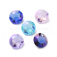 Glass Rhinestone Charms, Faceted, Flat Round, Mixed Color, 12x6mm, Hole: 1.2mm(RGLA-L016-C-M)