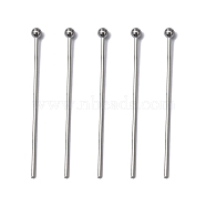 304 Stainless Steel Ball Head Pins, Stainless Steel Color, 30mm, Pin: 0.7mm, 21 Gauge, Head: 2mm(X-STAS-M010-30mm-01)