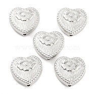 CCB Plastic Beads, Heart, Flower, Platinum, 17x18x6mm, Hole: 1.8mm, about 410pcs/500g(CCB-S164-48P)